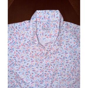 Peter Millar Lightweight Summer Patterned Short Sleeve Size Extra Large XL Beach